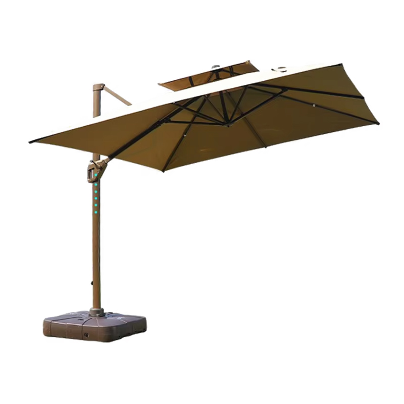 Outdoor Parasol Large Roman Umbrella Big Size Stand Garden Waterproof Patio Umbrellas & Bases With LED Light