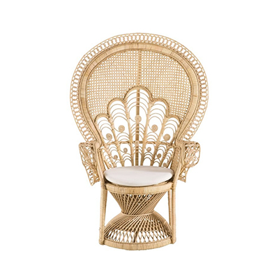 Modern Rattan and Metal Garden Peacock Chairs Leisure Style Outdoor Lounge Chair for Kitchen Hotel Apartment Home Patio Beach